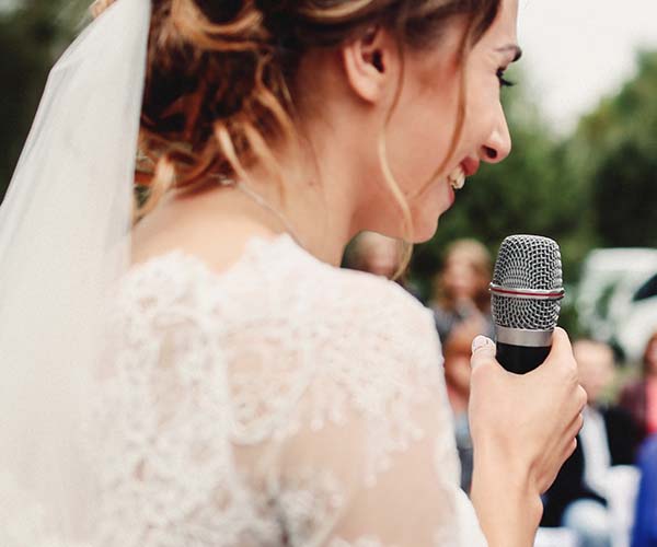 Bride with microphone