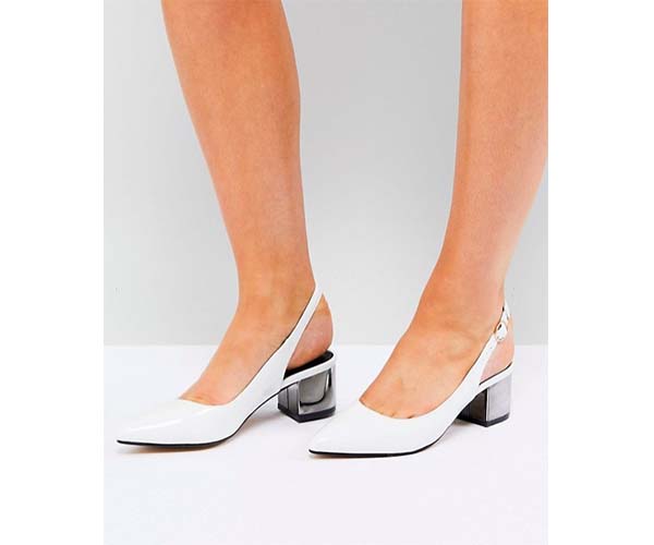 white slingback kitten heel shoe