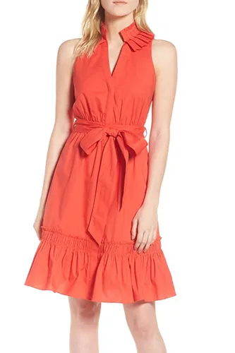 Pleat Collar Shirtdress