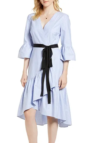 Ruffle Hem Faux Wrap Dress
