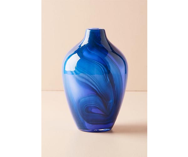 anthropologie blue swirled vase