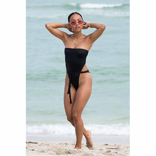 Kendall Jenner Black One-Piece Swimsuit Cannes 2018