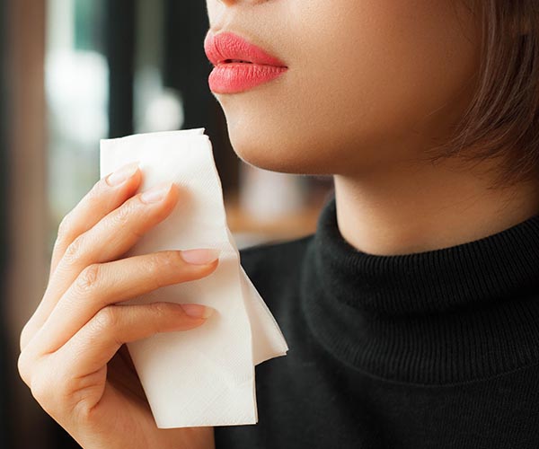 woman with by lipstick