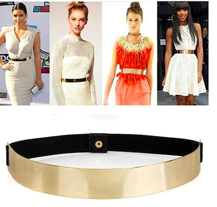 alaix gold mirror stretch waist dress belt