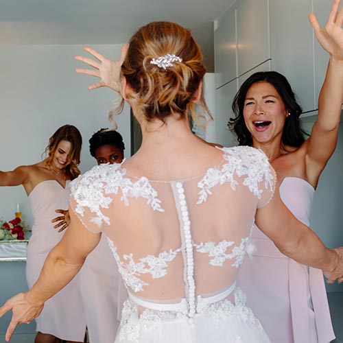 Bride with bridesmaids