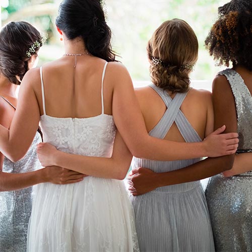 Bride with bridesmaids