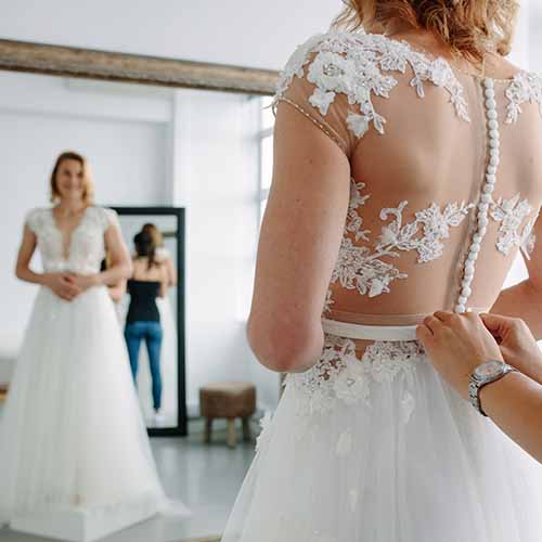 Bride Looking into the Mirror