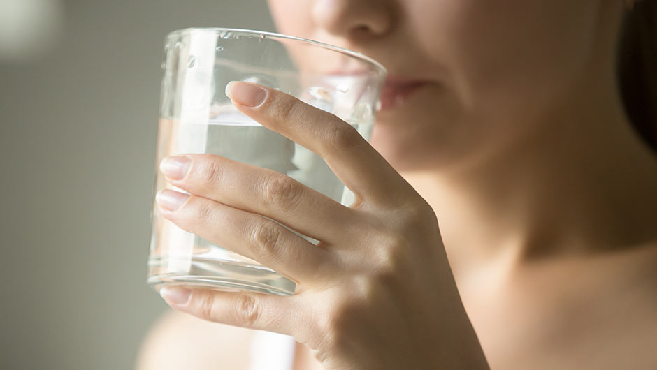 woman drinking water