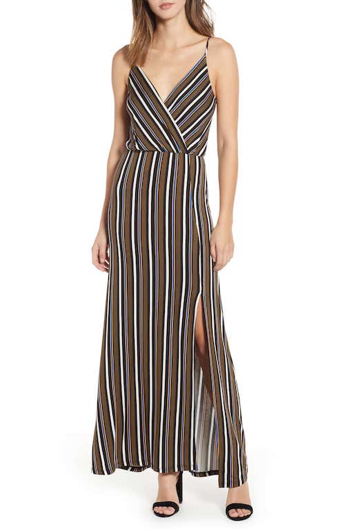 all in favor surplice midi dress