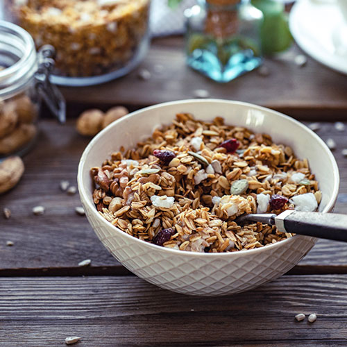 A bowl of granola