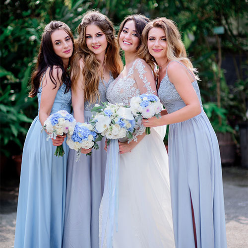 Bridesmaids in same dress