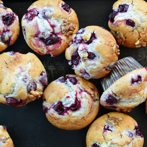 cherry and almond protein muffin