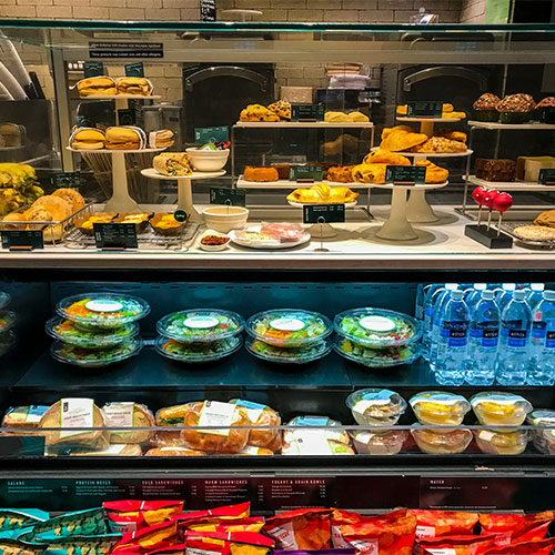 Starbuck's food counter.