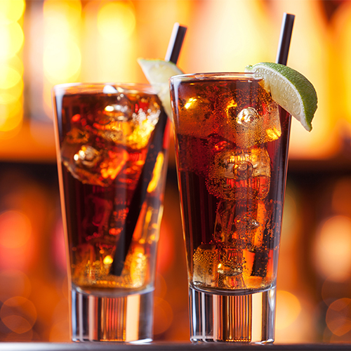 Two glasses of Long Island Iced Teas.