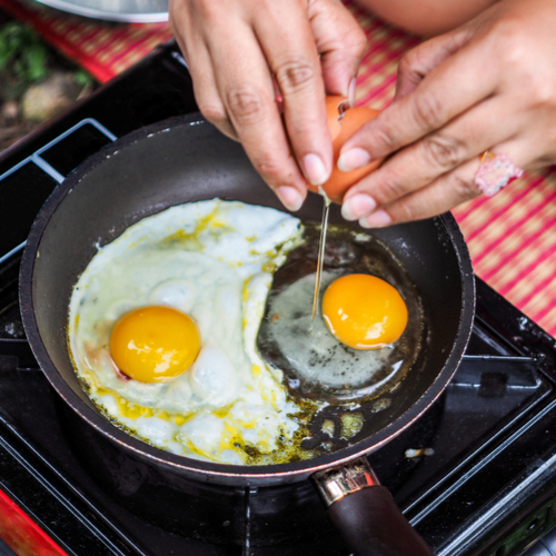 cooking eggs