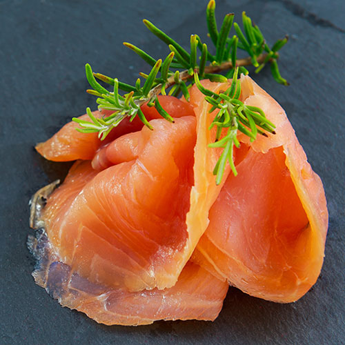 Thin slices of salmon