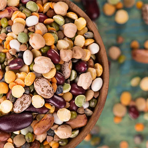 A bowl of legumes.