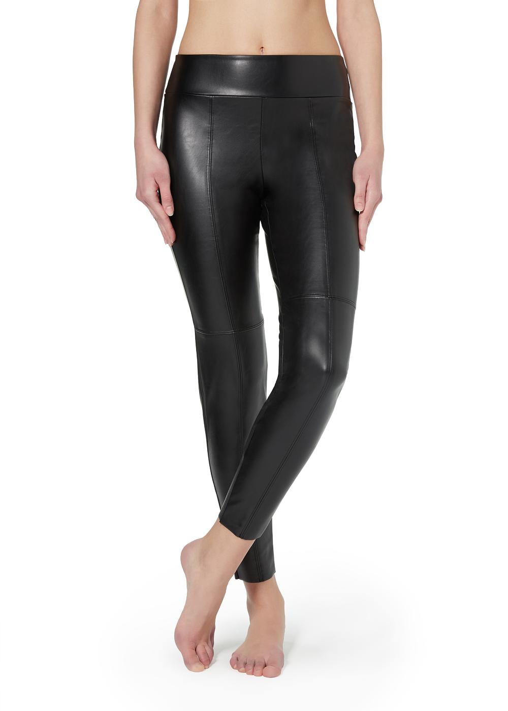 CALZEDONIA LEATHER EFFECT THERMAL FLATE LEGGINGS SIZE M