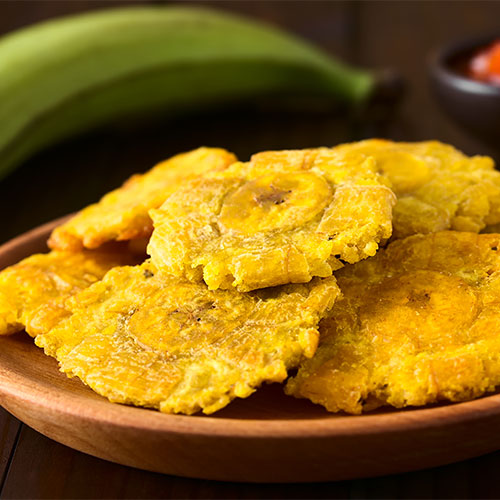 Fried mashed plantains.