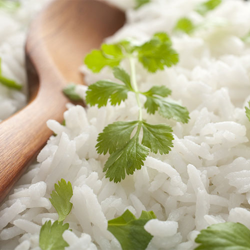 Cooked white rice.