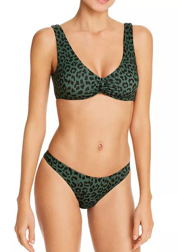 Knotted Leopard-Print Bikini Top & Leopard-Print Basic Scoop Bikini Bottom