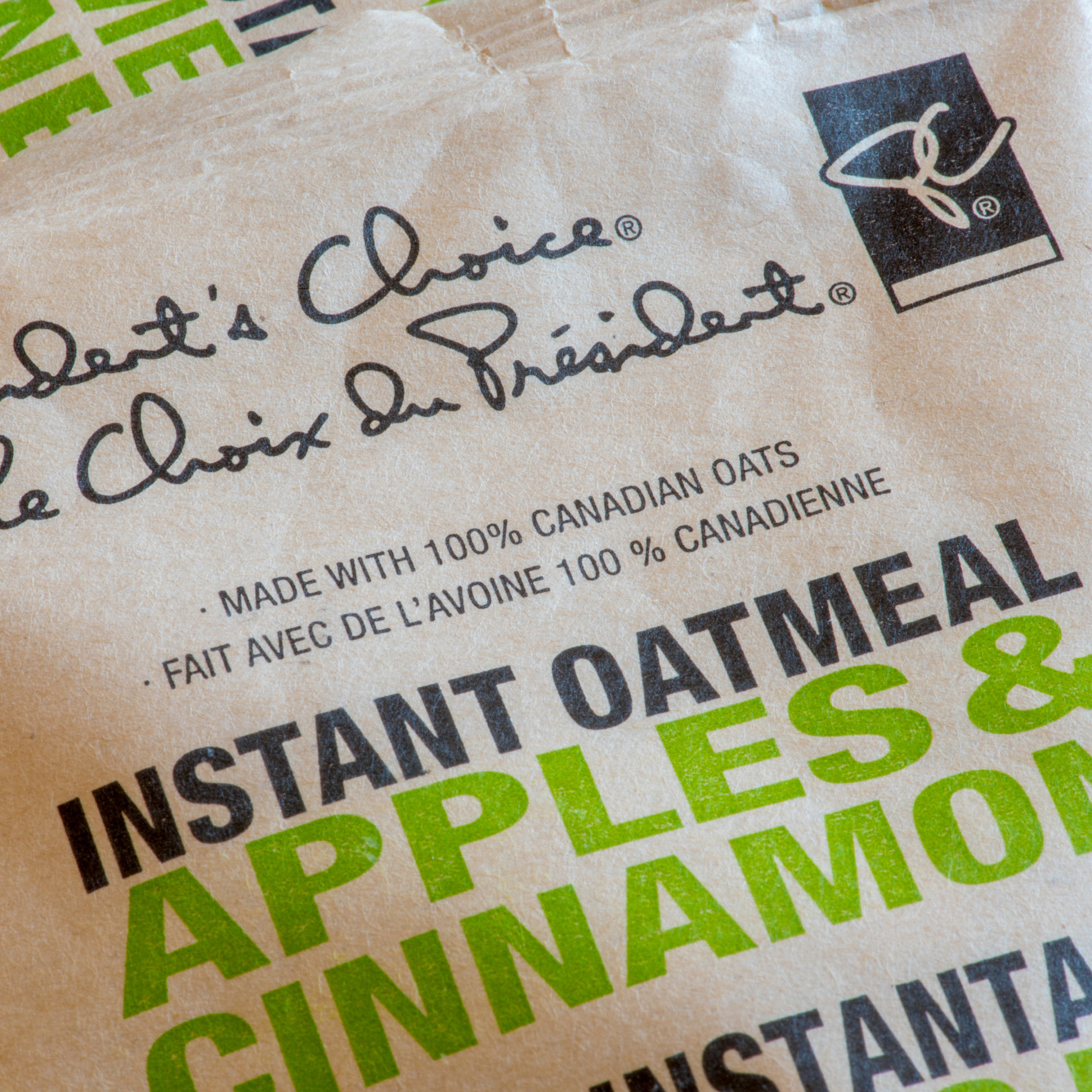 Packet of instant oatmeal.