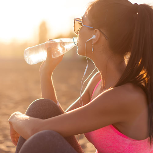 woman drinking water