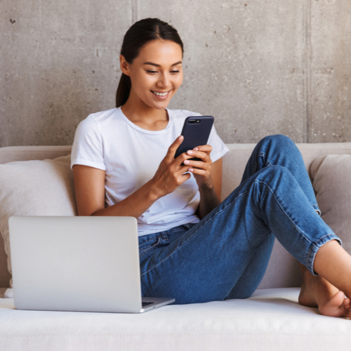 woman sitting on couch