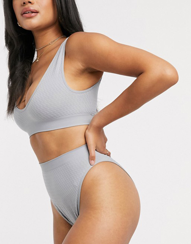 ASOS DESIGN Effie cotton ribbed high waist Brazilian panties with