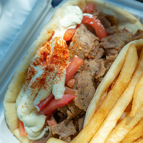 takeout sandwich and fries