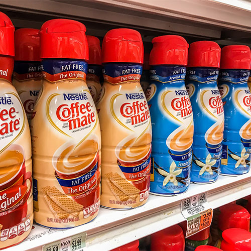 bottles of coffee creamer