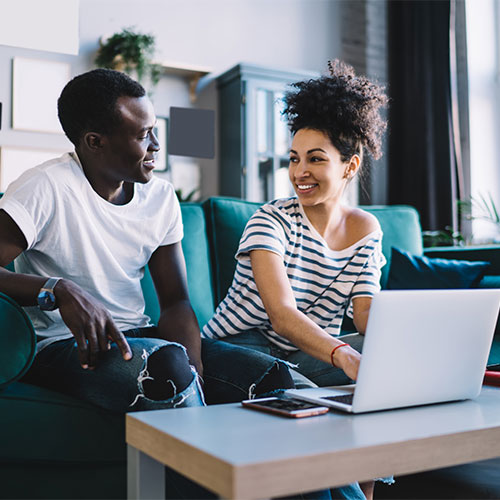 Couple with laptop