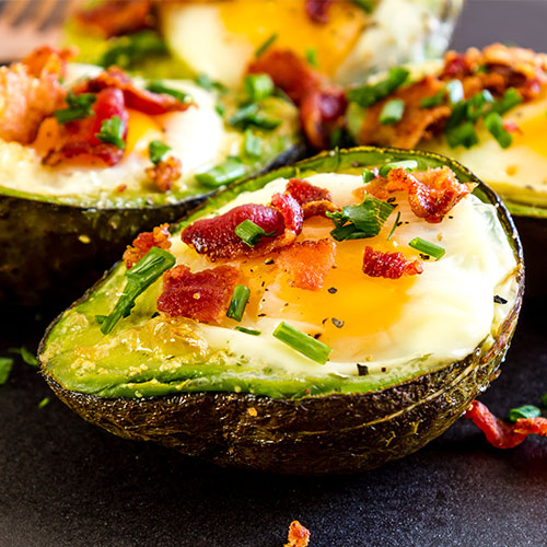 baked egg in avocado