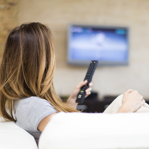 woman watching tv