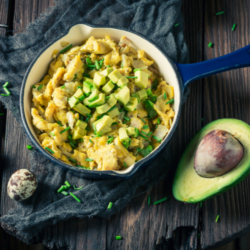 scrambled eggs avocado