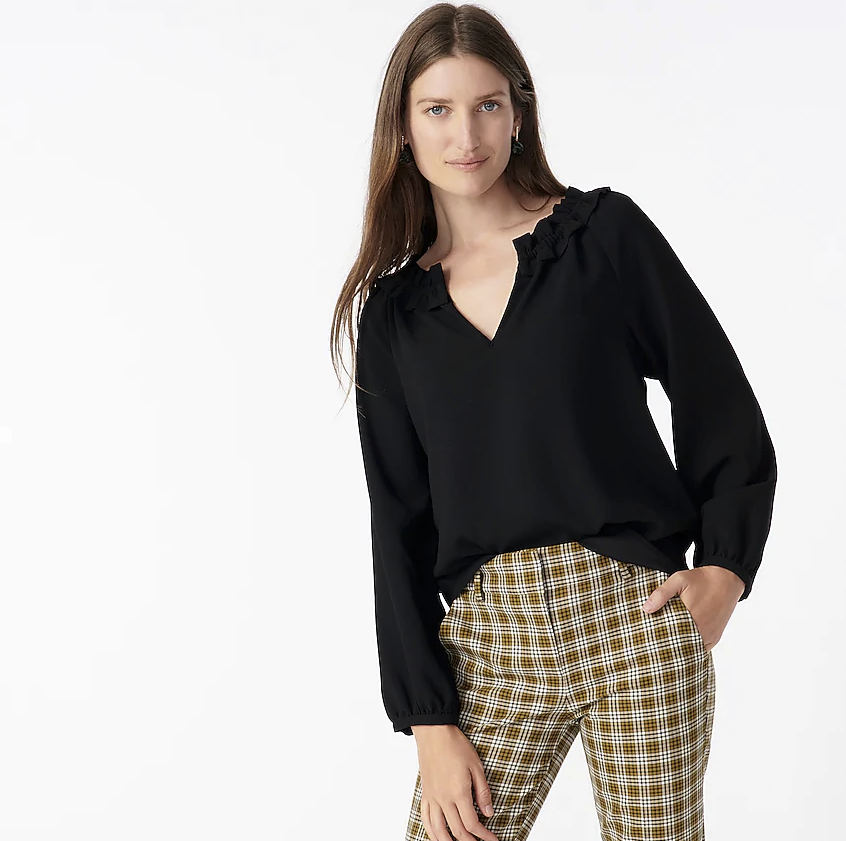 j crew sale 2020 ruffle neck top