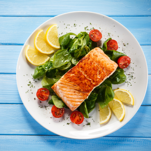 salmon and salad