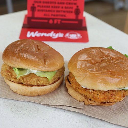 two wendy's crispy chicken sandwiches