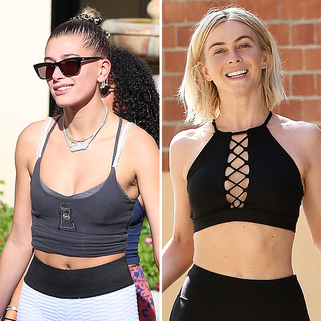 Julianne Hough midriff in sports bra and very tight leggings for