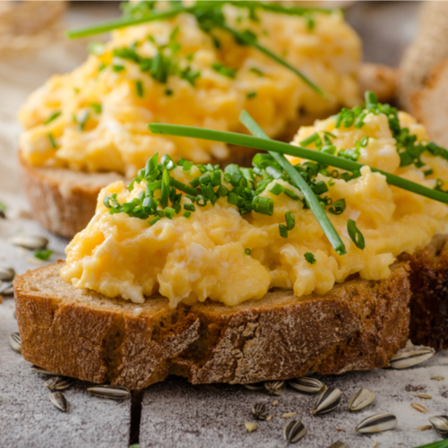 scrambled eggs on toast