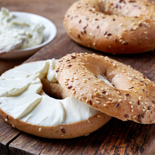 cream cheese on a bagel