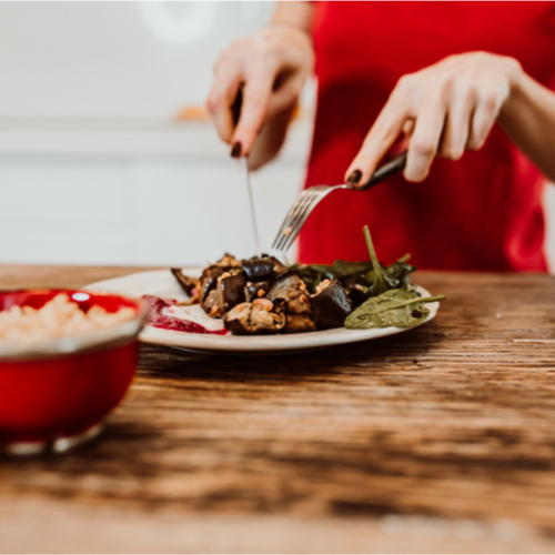 woman eating dinner