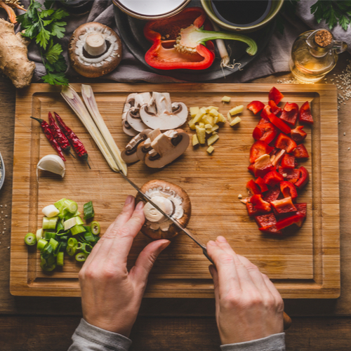 cutting vegetables