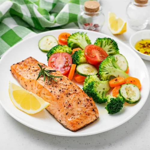 salmon and veggies