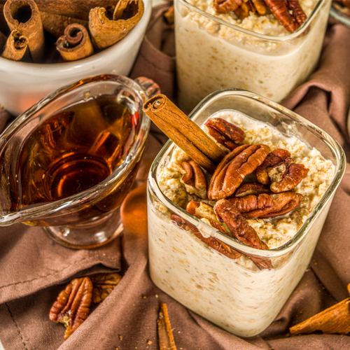 overnight oats with nuts and cinnamon