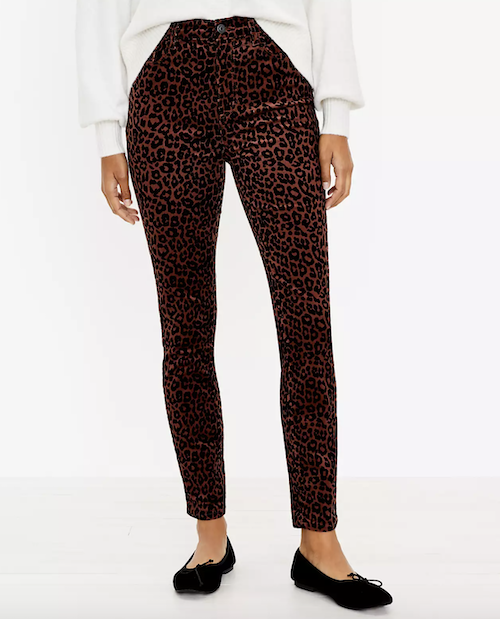 LOFT sale leopard corduroy pants