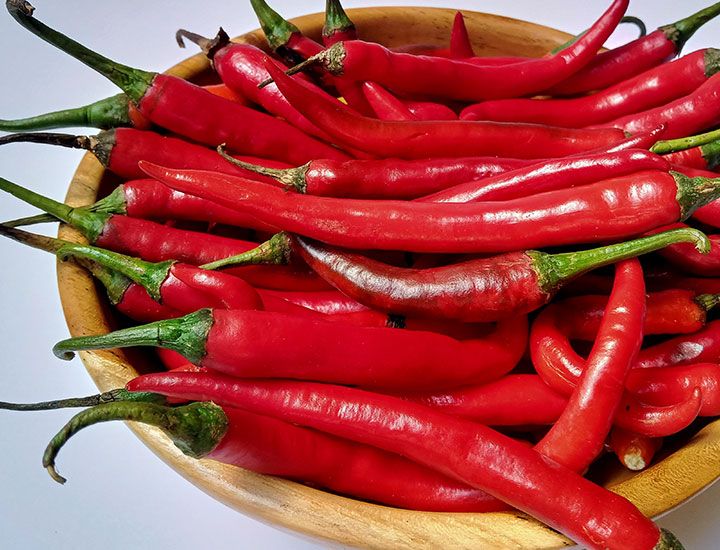 Bowl of red chili peppers