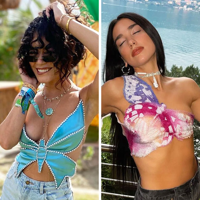 Celebs Are Raising The Temperature In This Butterfly Bra Top Trend—Y2K  Nostalgia At Its Finest! - SHEfinds