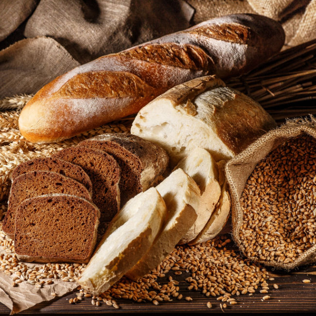 display of wheat breads