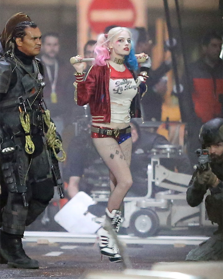 Marot Robbie as Harley Quinn Suicide Squad filming